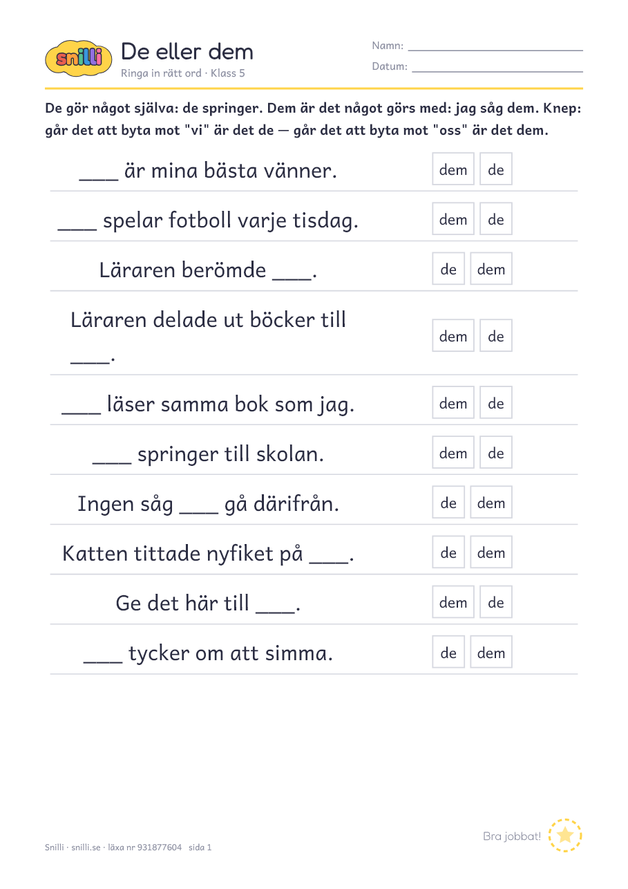 Förhandsvisning av läxan