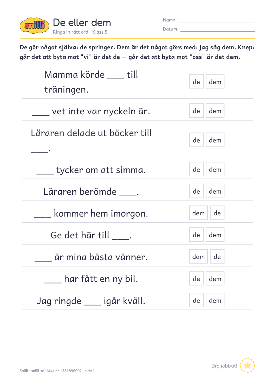 Förhandsvisning av läxan