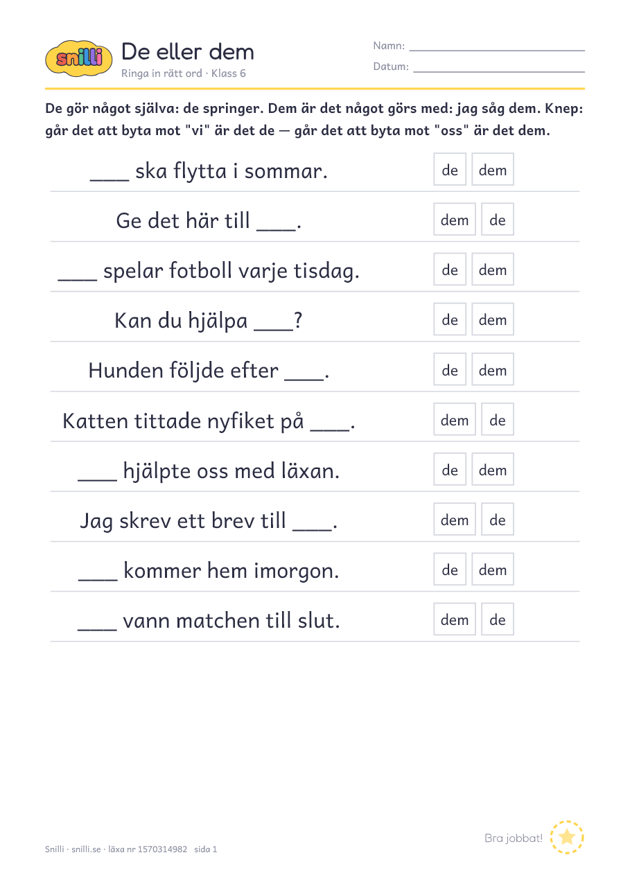 Förhandsvisning av läxan